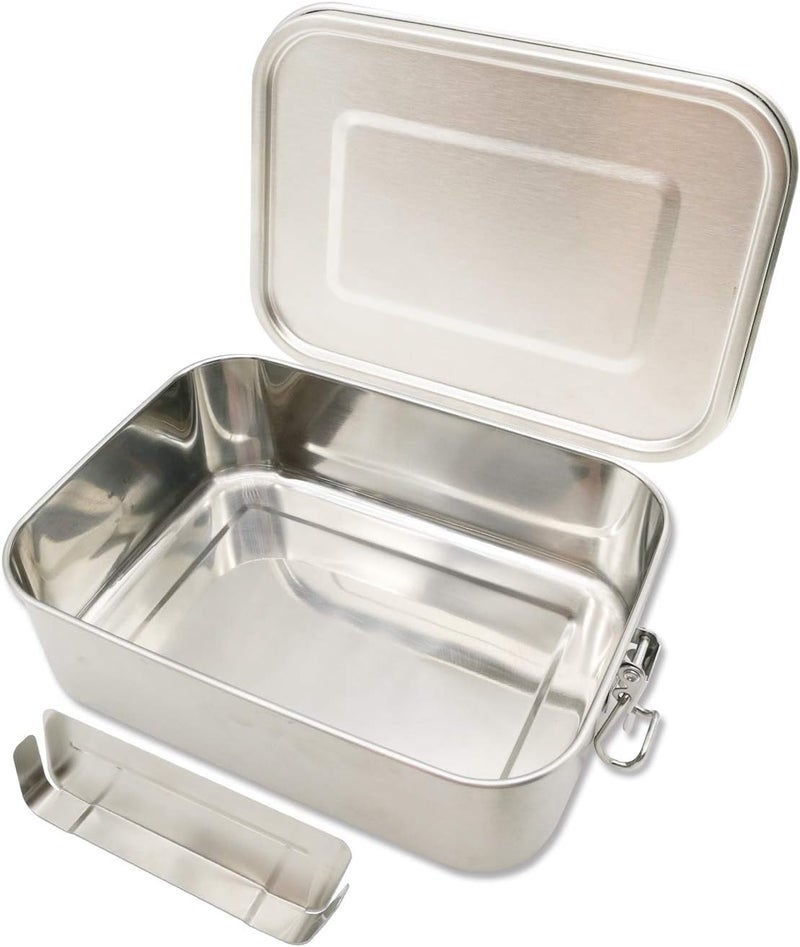 UPTRUST Leak Proof Stainless Steel Lunch Food Container, 1200ML/40oz Large Bento Boxes Metal Lunch Box for Kids or Adults - Lockable Clips Adjustable Divider included - Image 1